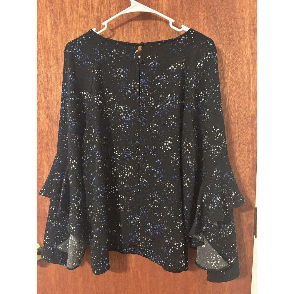 Sanctuary Moonchild Star Print Ruffle Sleeve Stargazer Blouse Top Size Large LG - Picture 2 of 5